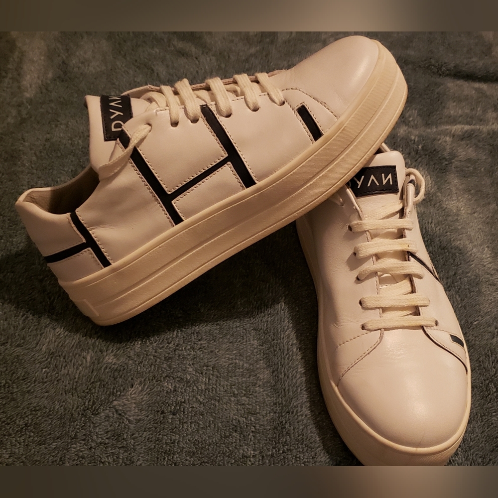Dyan Ava White Leather Sneakers Size 38